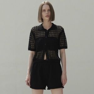 DIAGONAL COLLAR PAPER CARDIGAN